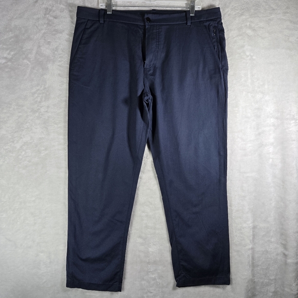 Lululemon ABC Trouser Pants Mens 38x29 Commission Chinos Navy Canvas Stretch - Picture 1 of 9